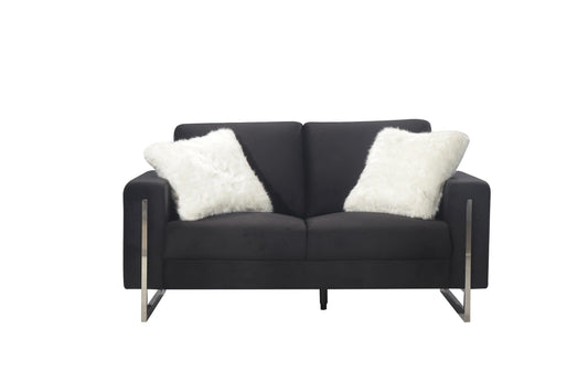Black Loveseat with 2 Pillows