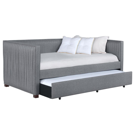 Brodie Gray Upholstered Twin Daybed with Trundle