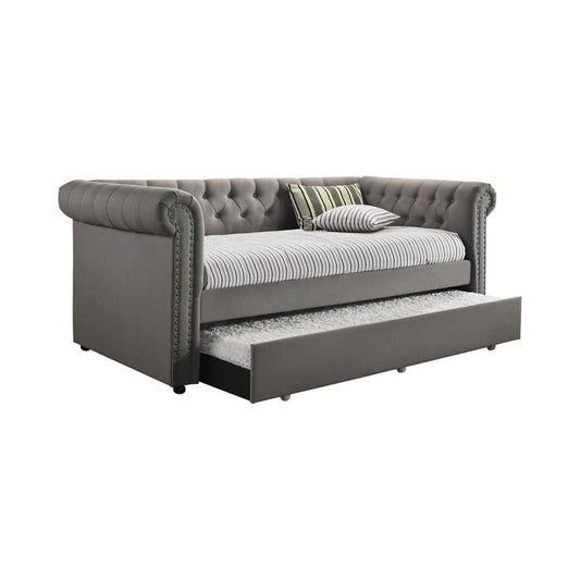 Kepner Gray Tufted Upholstered Daybed with Trundle