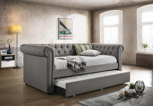 Kepner Gray Tufted Upholstered Daybed with Trundle