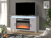 Galaxy Home Perla Solid Wood TV Stand With Electric Fireplace Milky White Wood