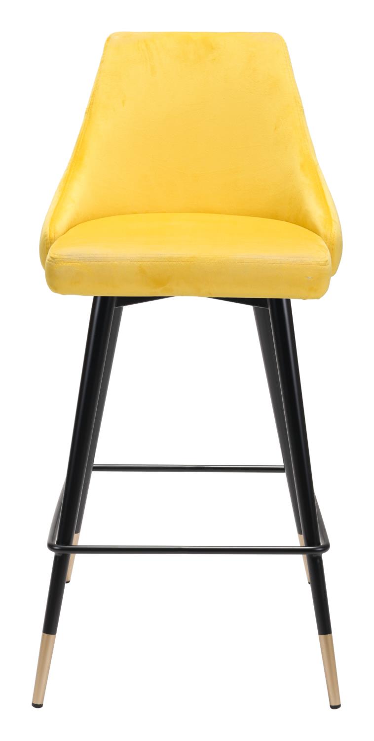 Travis Counter Chair - Yellow Velvet