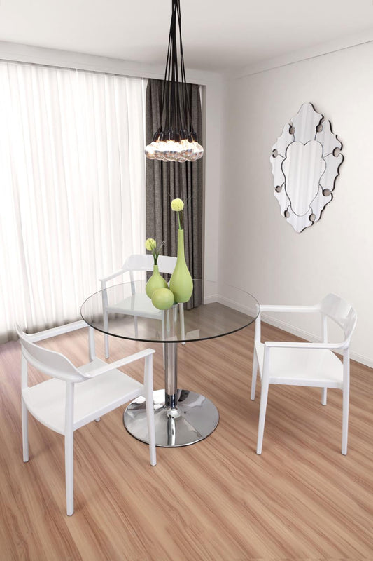 Aliso 39" Round Glass Dining Table - Chrome