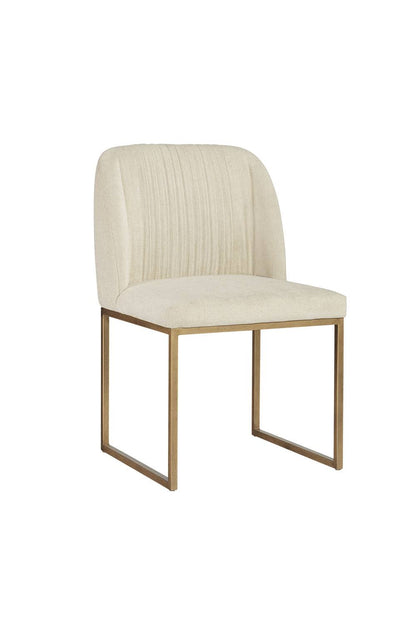 Carso Velvet Dining Chair - Set Of 2 - Cream/Brass