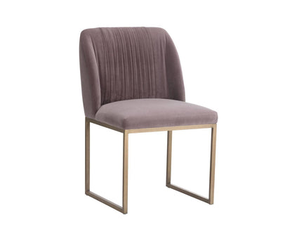 Carso Velvet Dining Chair - Set Of 2 - Purple/Brass