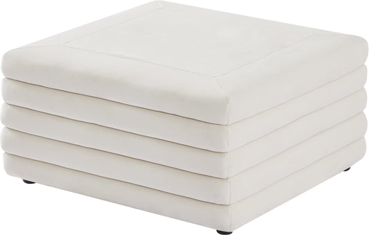 Lorenzo Cream Velvet Ottoman