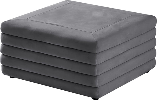 Lorenzo Grey Velvet Ottoman