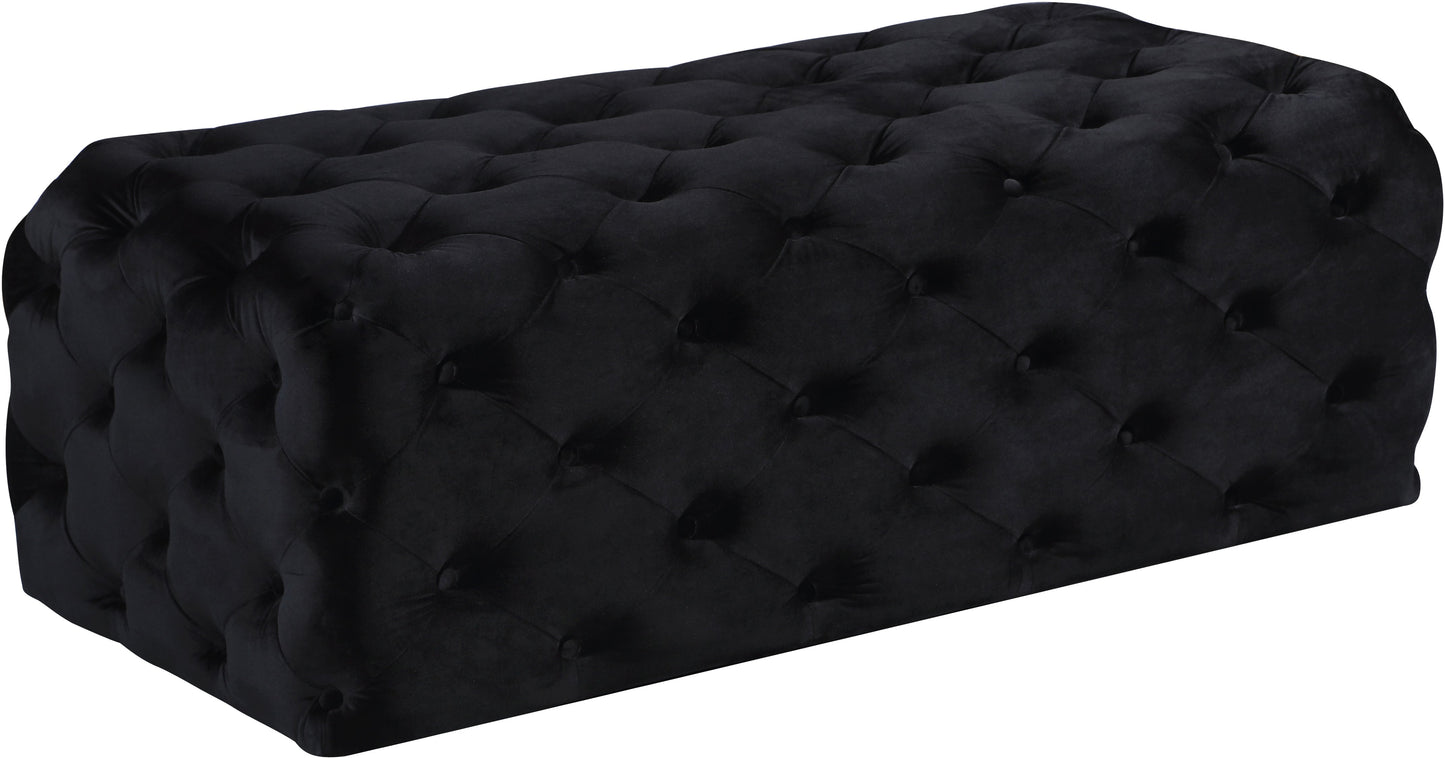 Casey Black Velvet Ottoman/Bench