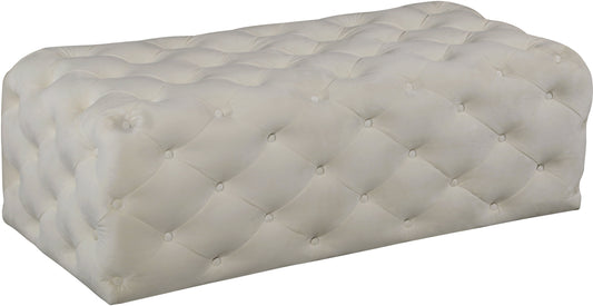 Casey Cream Velvet Ottoman/Bench