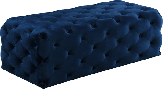 Casey Navy Velvet Ottoman/Bench