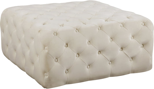 Ariel Cream Velvet Ottoman/Bench