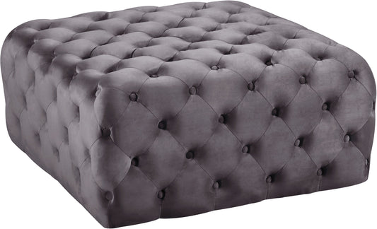 Ariel Grey Velvet Ottoman/Bench