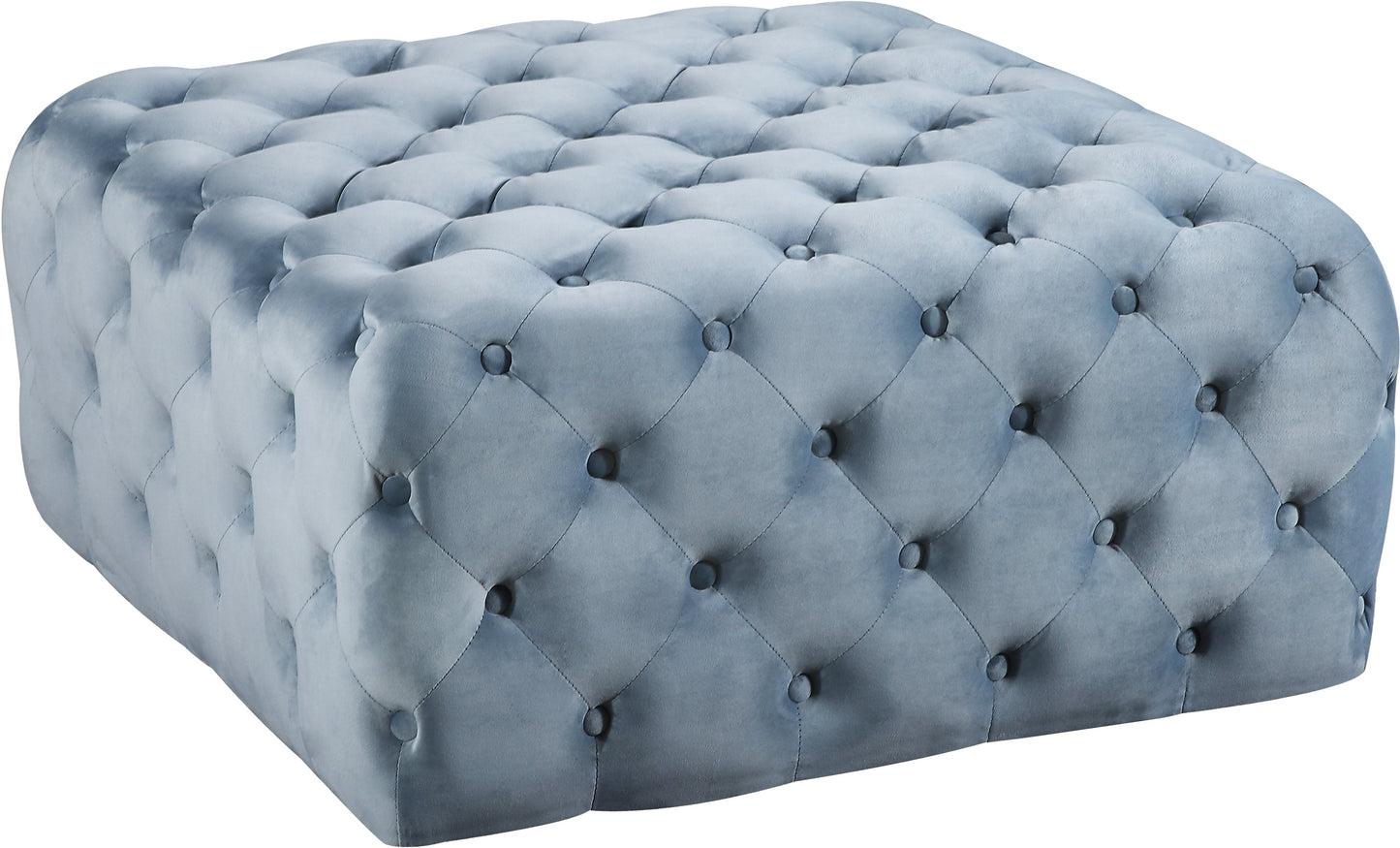 Ariel Sky Blue Velvet Ottoman/Bench