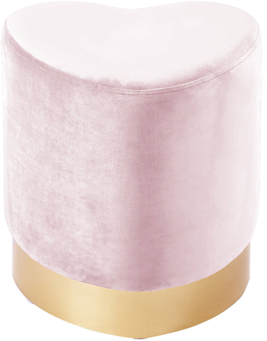 Heart Pink Velvet Ottoman/Stool