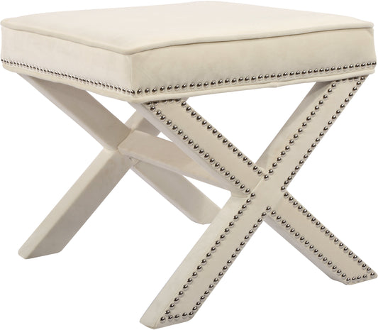 Nixon Cream Velvet Ottoman/Bench