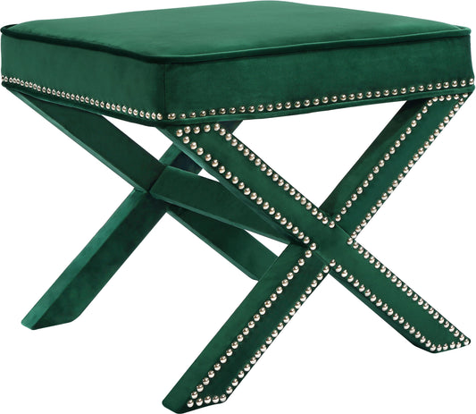 Nixon Green Velvet Ottoman/Bench