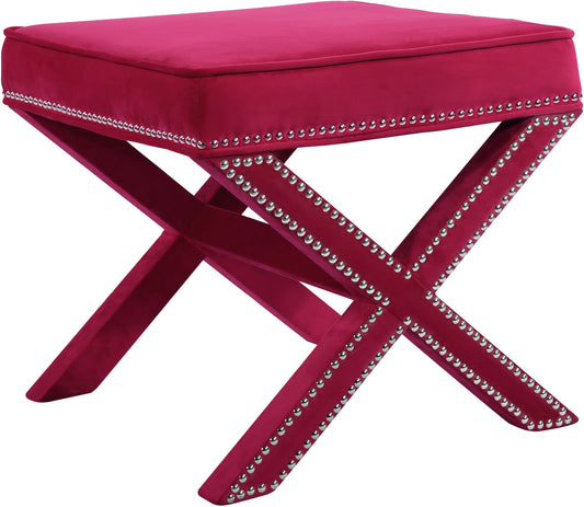 Nixon Pink Velvet Ottoman/Bench