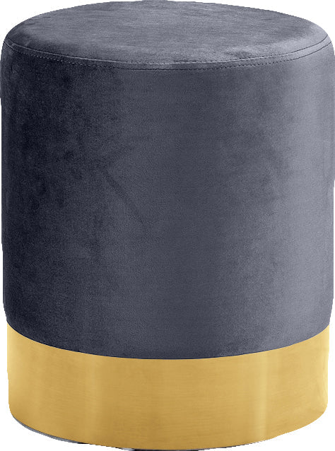 Joy Grey Velvet Ottoman/Stool