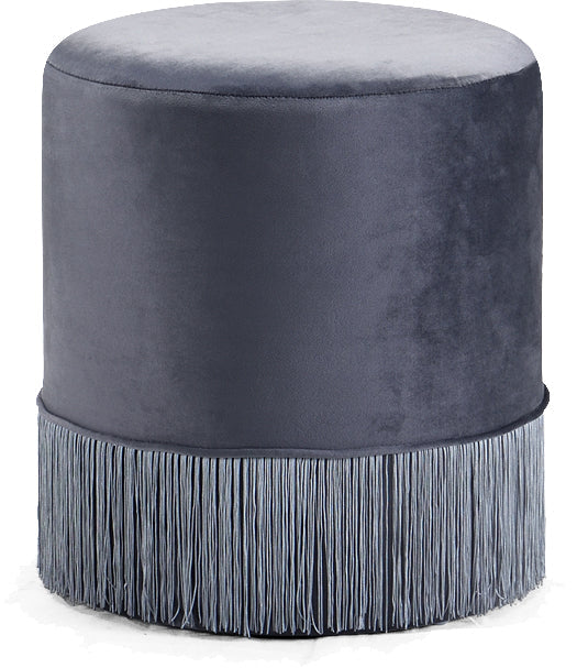 Teddy Grey Velvet Ottoman/Stool