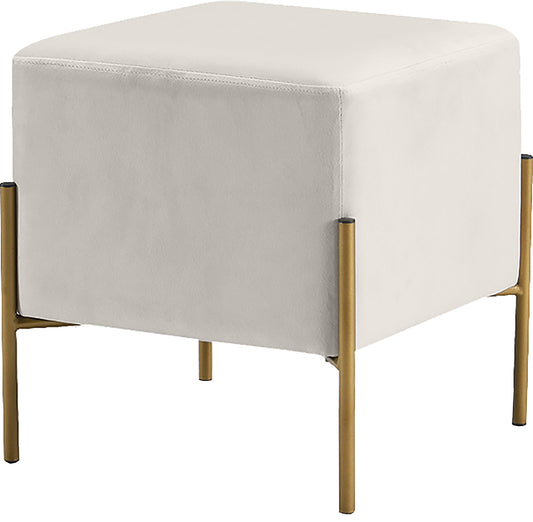 Isla Cream Velvet Ottoman/Stool