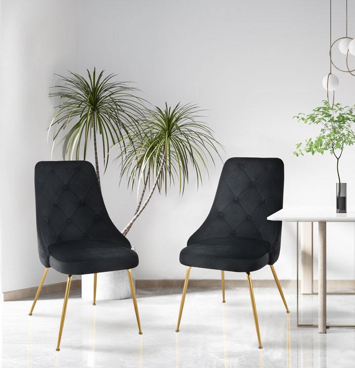 Mavis Side Chair - Black/Gold