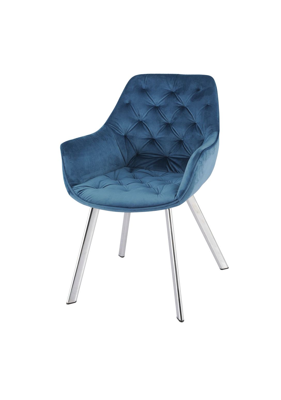 Miller Dining Arm Chair - Blue/Chrome