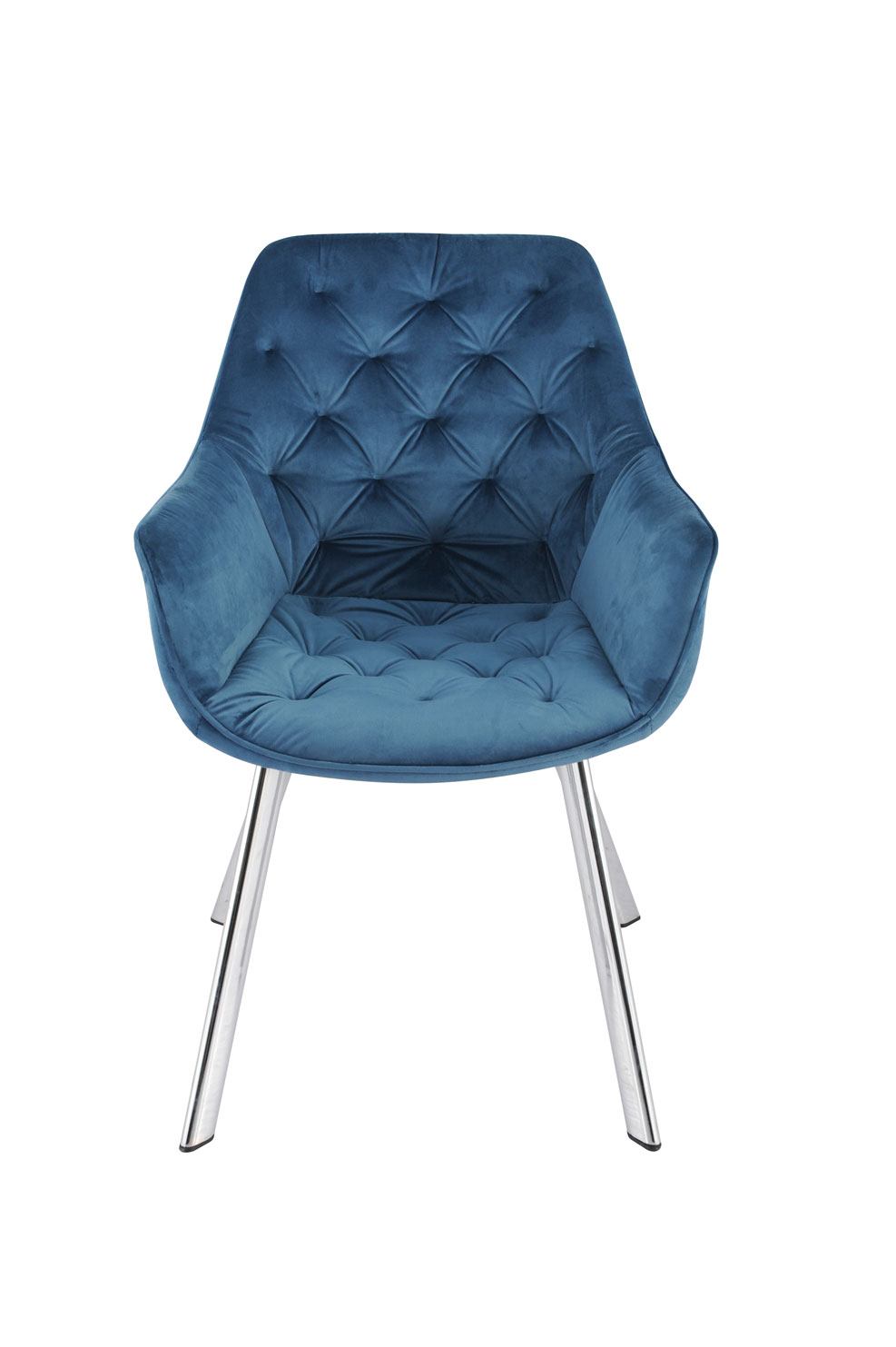 Miller Dining Arm Chair - Blue/Chrome