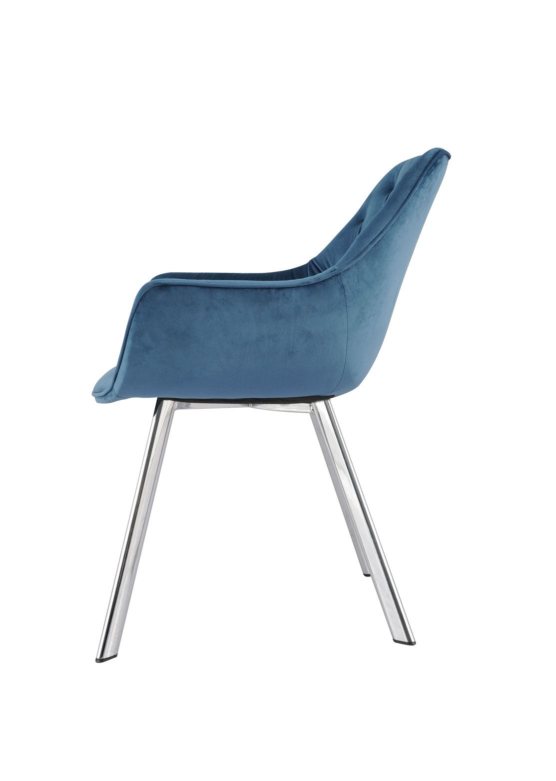 Miller Dining Arm Chair - Blue/Chrome