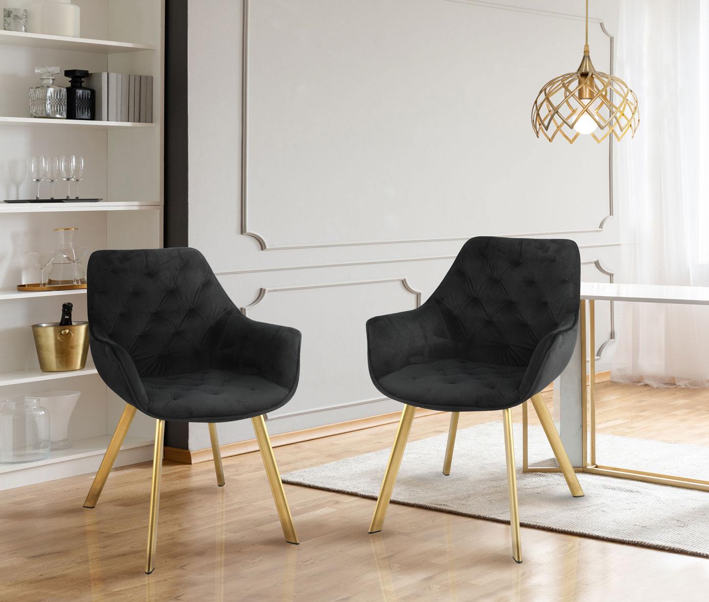 Miller Dining Arm Chair - Black/Gold