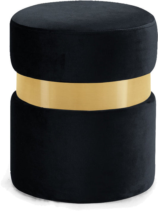 Hailey Black Velvet Ottoman/Stool