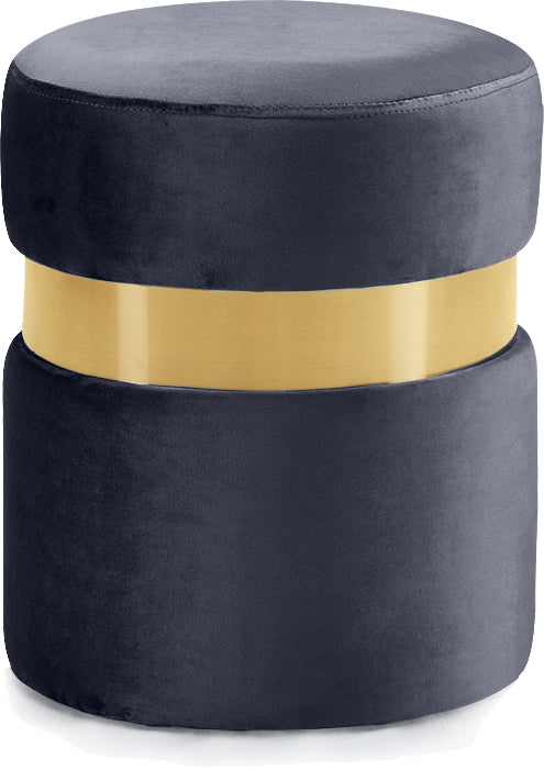 Hailey Grey Velvet Ottoman/Stool