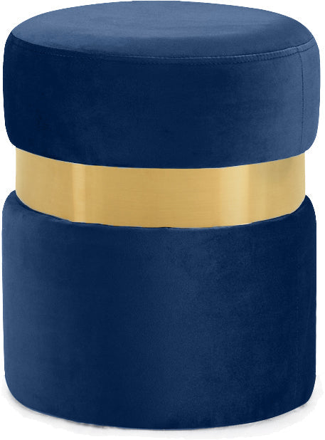 Hailey Navy Velvet Ottoman/Stool