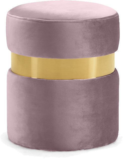 Hailey Pink Velvet Ottoman/Stool