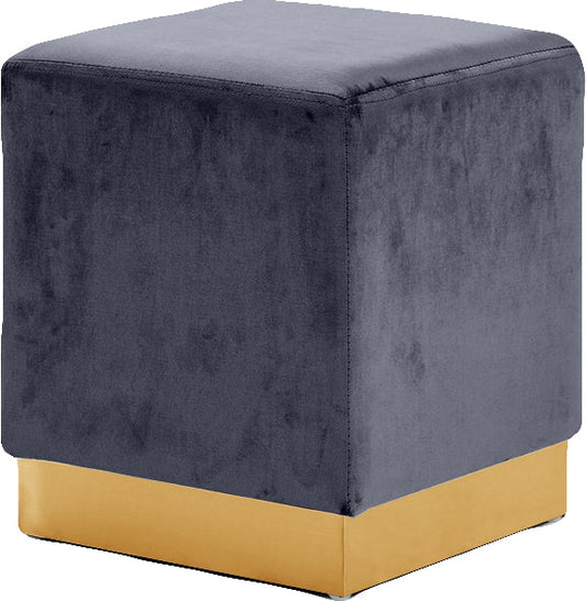 Jax Grey Velvet Ottoman/Stool