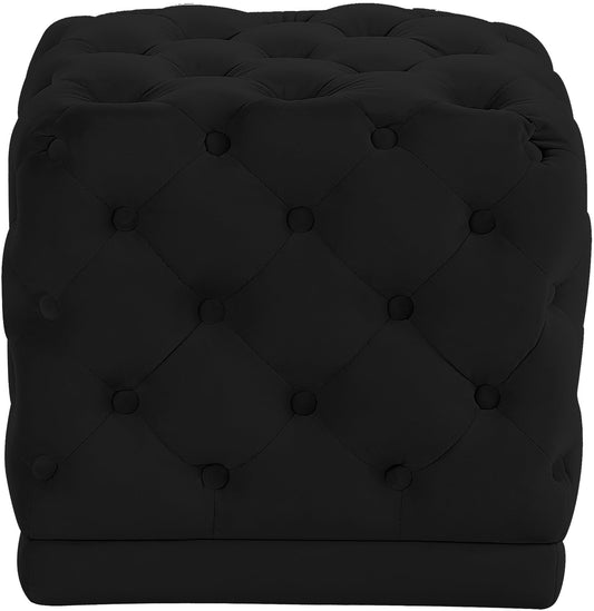 Stella Black Velvet Ottoman/Stool