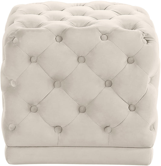 Stella Cream Velvet Ottoman/Stool