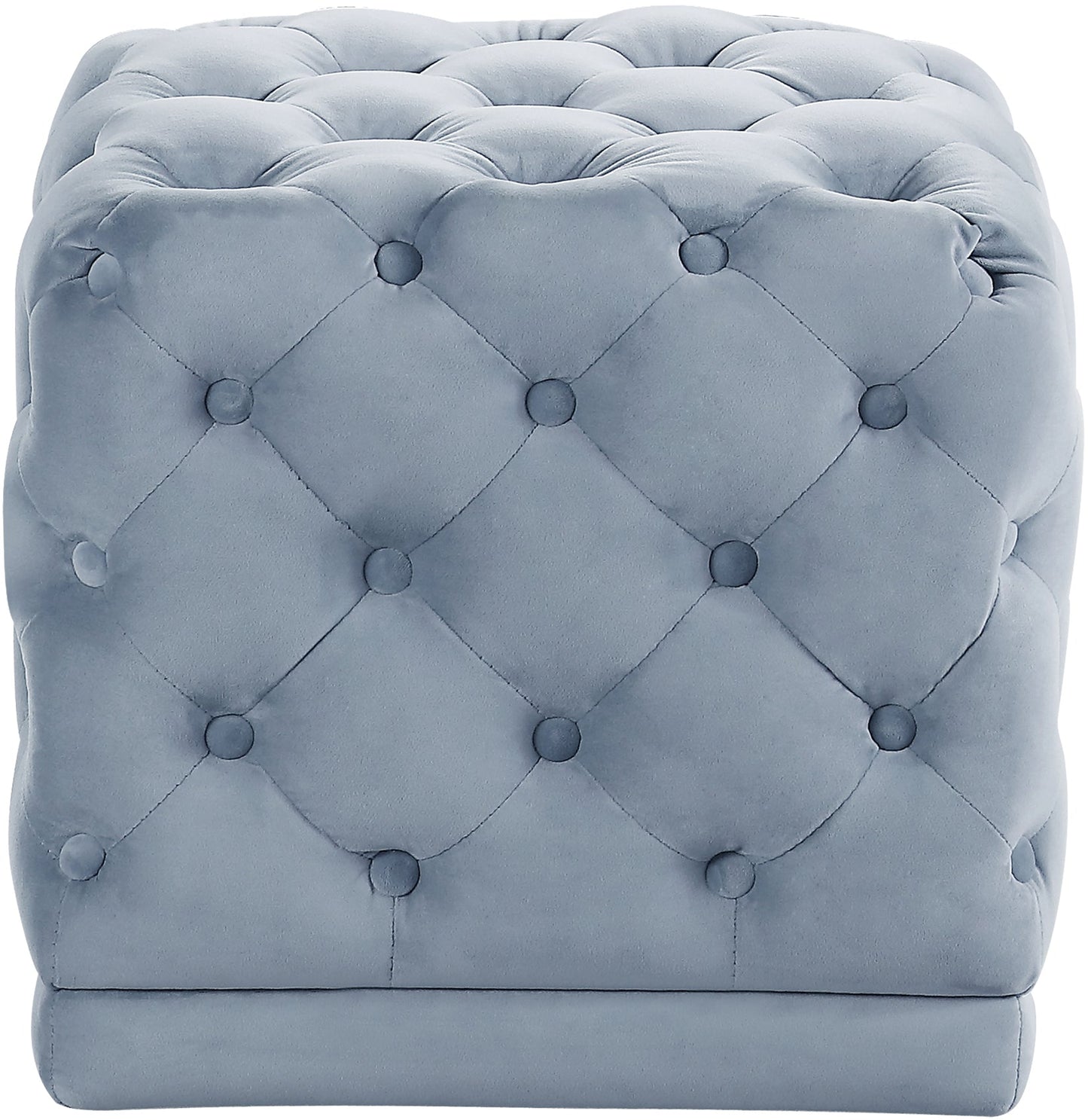 Stella Sky Blue Velvet Ottoman/Stool