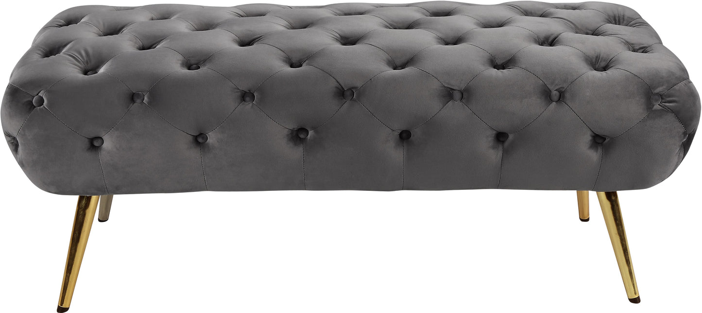 Amara Grey Velvet Bench