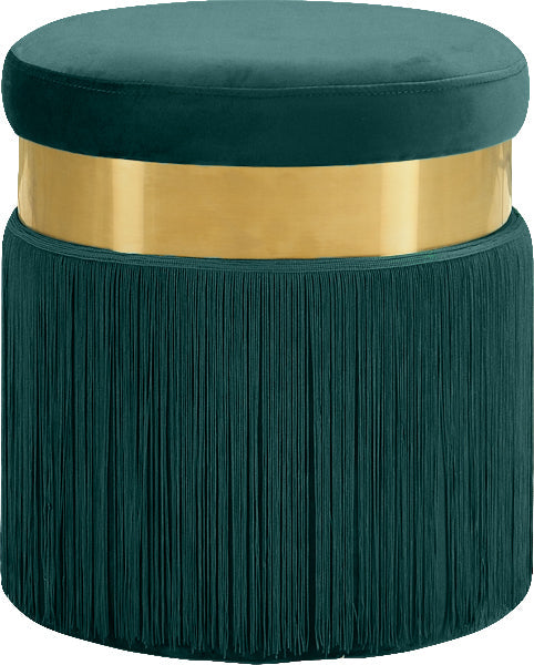 Yasmine Green Velvet Ottoman/Stool