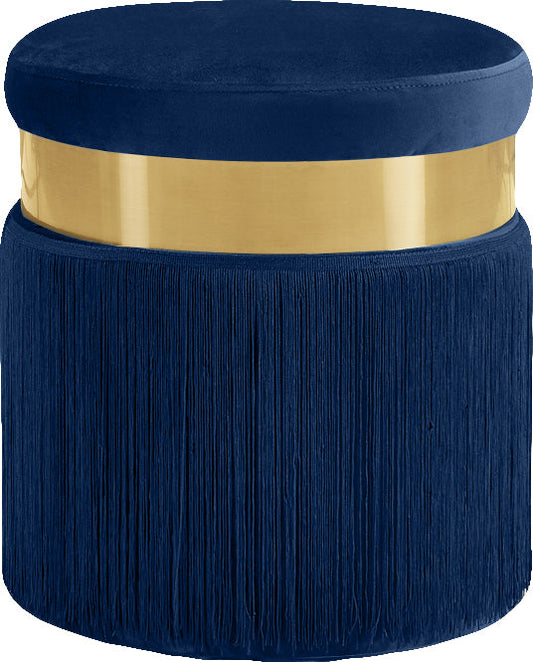 Yasmine Navy Velvet Ottoman/Stool