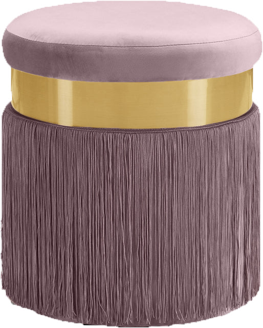 Yasmine Pink Velvet Ottoman/Stool