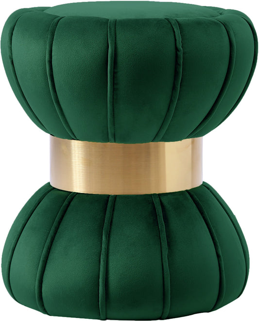 Vino Green Velvet Ottoman/Stool