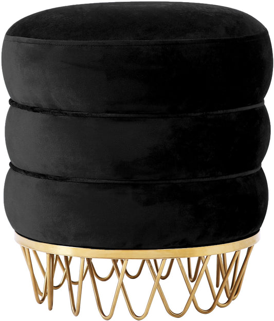 Revolve Black Velvet Ottoman/Stool