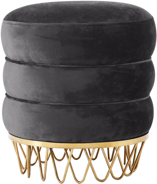 Revolve Grey Velvet Ottoman/Stool