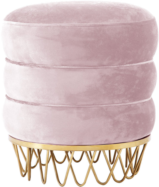 Revolve Pink Velvet Ottoman/Stool