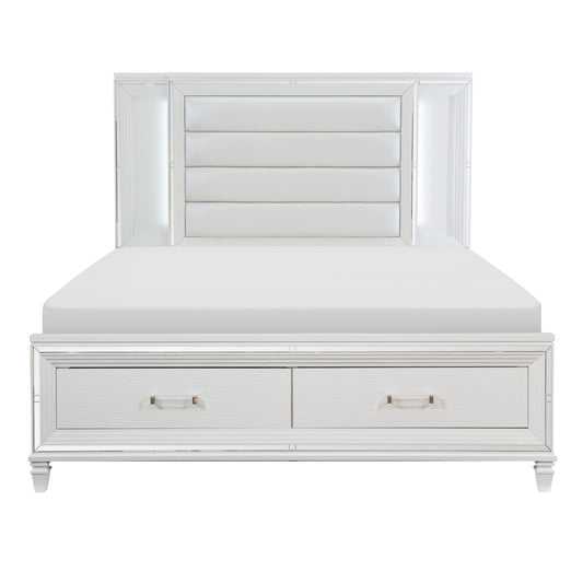 Tamsin White LED Upholstered Storage Platform Bedroom Set