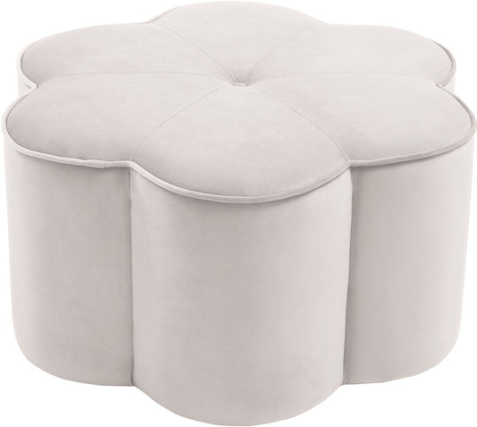 Daisy Cream Velvet Ottoman