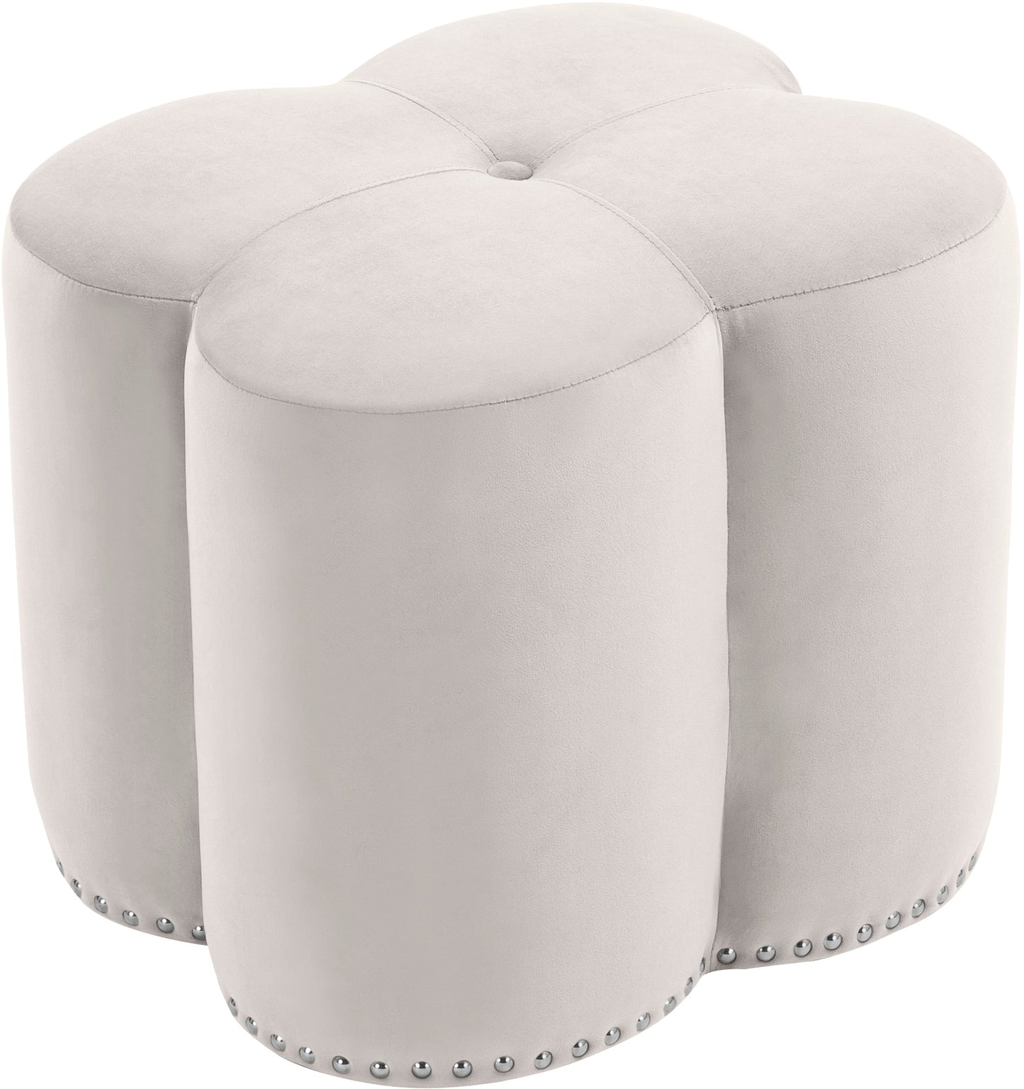 Clover Cream Velvet Ottoman