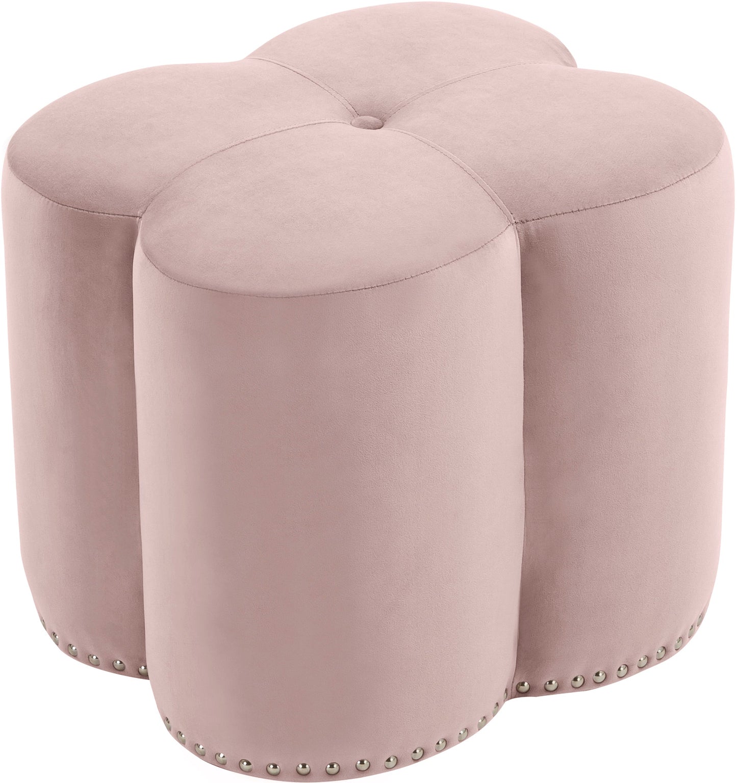 Clover Pink Velvet Ottoman