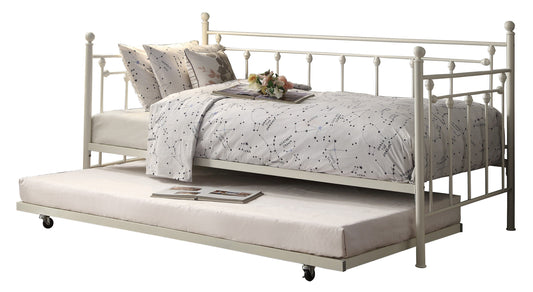 Lorena White Metal Daybed with Trundle